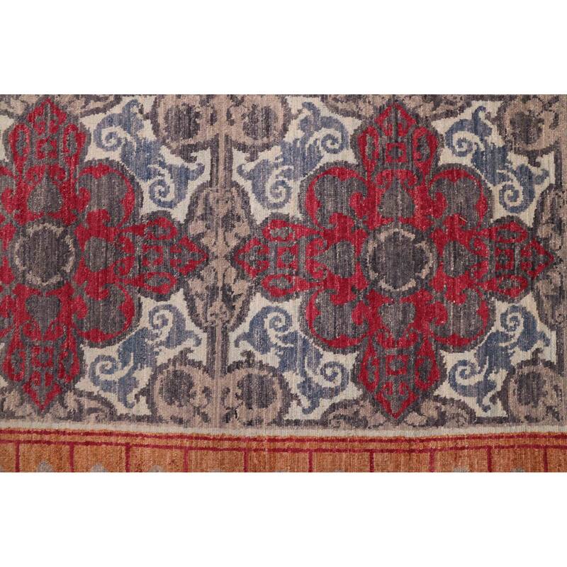 ECARPETGALLERY Hand-knotted Signature Collection Grey, Red Wool Rug - 8'10 x 12'1