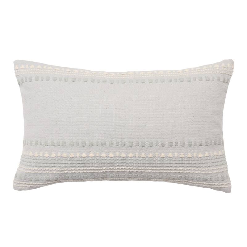 Achates Striped Pillow - 13"X21" Down Fill - Down - Light Blue/Cream