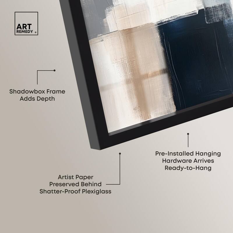 Blue and Tan Abstraction I Shadowbox by Art Remedy