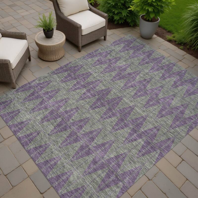 Machine Washable Indoor/ Outdoor Modern Zeke Chantille Rug