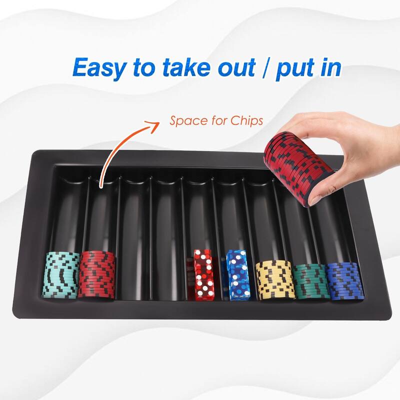 GSE™ 9-Row Casino Poker Table Dealer Poker Chip Tray. Custom Poker Table Chip Rack/Holder for 450 Chips - Black