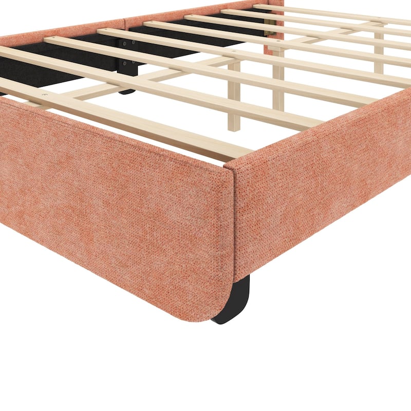Max and Lily Full-Size Upholstered Bed with Arched Headboard