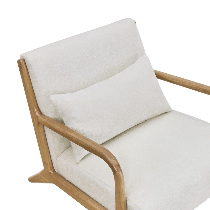 Eterna Mid-Century Modern Style Accent Chair with Removable Lumbar Pillow, Black Finish Solid Wood Legs