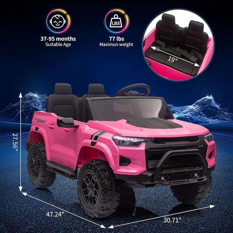 24V 2 Seater Kids Electric Vehicles, Ride On Truck for Kids Best Gifts, Pink