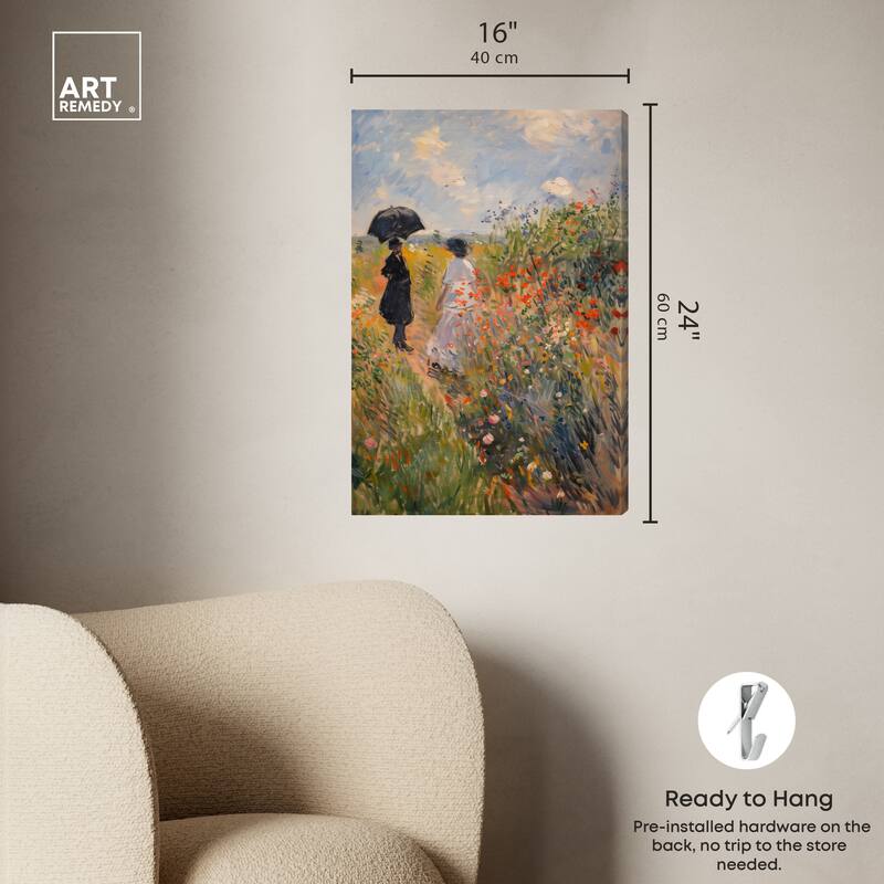 Art Remedy A Stroll Through The Flowers Gallery Wrapped Impressionism 1 Piece Canvas Wall Art