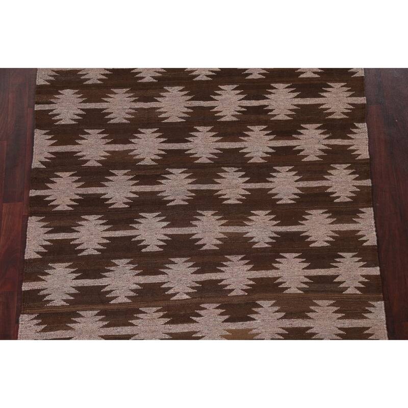 Natural Dye Tribal Geometric Kilim Oriental Area Rug Wool Hand-woven - 4'9" x 6'11"