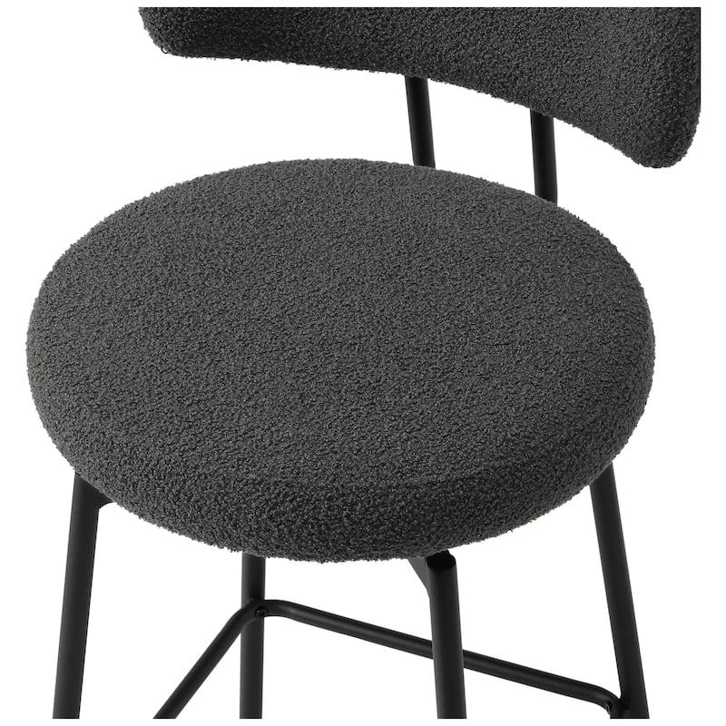 Bayville 27 Inch Faux Shearling Fabric Upholstered Swivel Counter Stool (Set of 2)