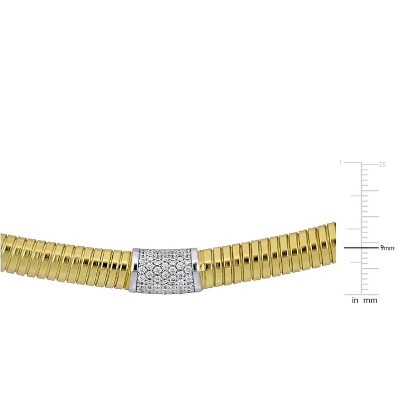 Miadora 1/2ct TGW Cubic Zirconia Bombe Omega Necklace Two-Tone Sterling Silver