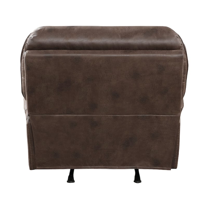 Tony 45 Inch Manual Recliner Chair, Cushioned Brown Microfiber, Solid Wood