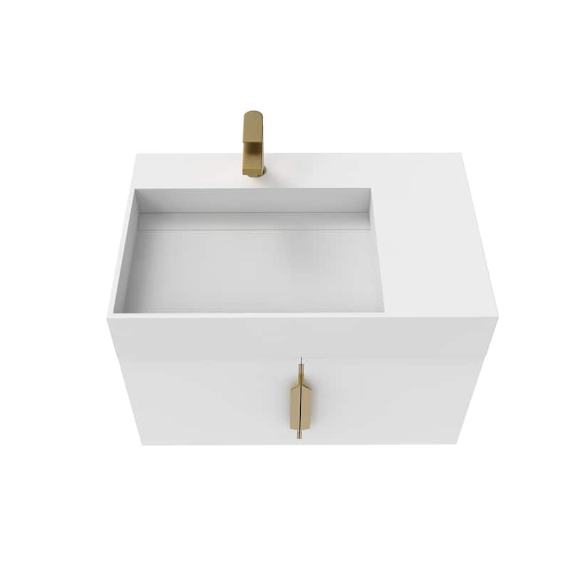 Amazon 30" Wall Mounted Bathroom Left Basin Vanity Set w/ White Top