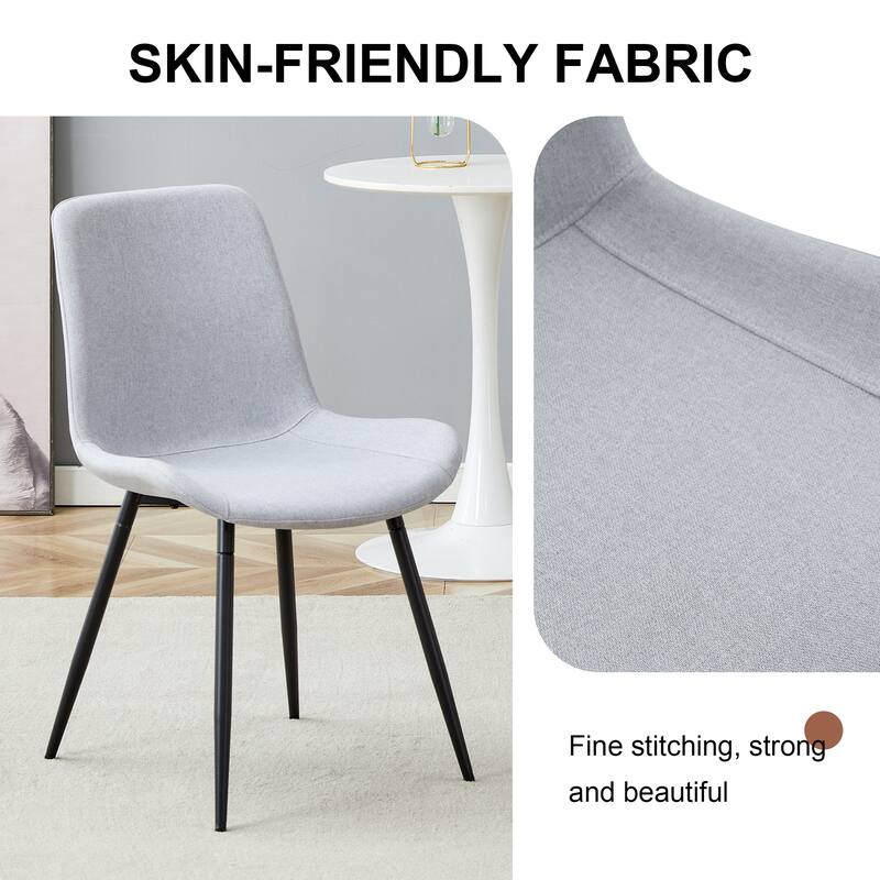 6 Piece Linen Cotton Dining Chair Set with Widened Seat Cushions, Non Slip Feet for Dining Room Kitchen Bedroom Living Room
