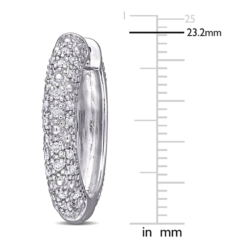 Miadora Sterling Silver 1/2ct TDW Diamond Hoop Earrings - 23.4 mm x 4.4 mm - 23.4 mm x 4.4 mm