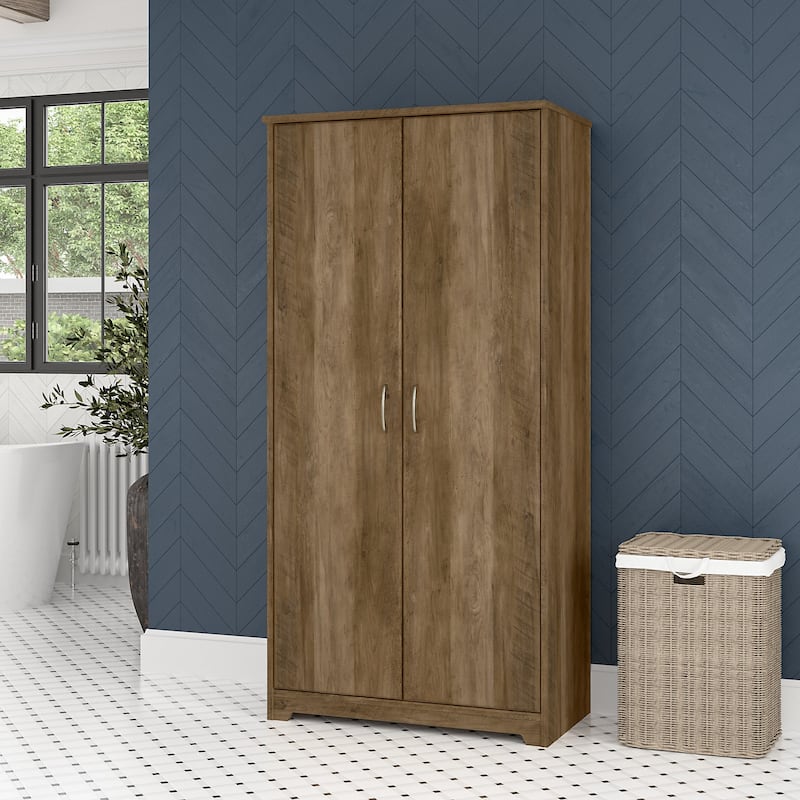 Cabot Tall Bathroom Storage Cabinet with Doors by Bush Furniture - Reclaimed Pine