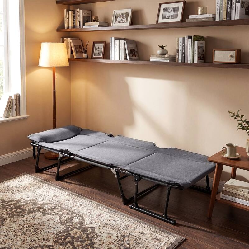 Gymax 3-in-1 Folding Camping Cot w/Mattress & 6 Backrest Positions