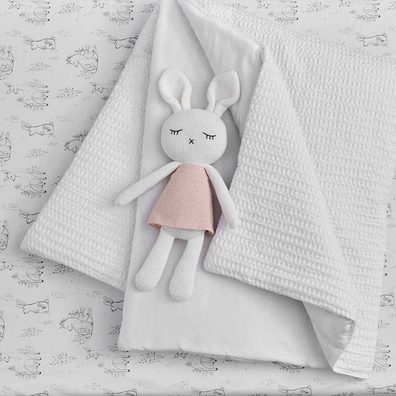 Mills Waffle White 4pc Baby Crib Bedding Set - Levtex Baby