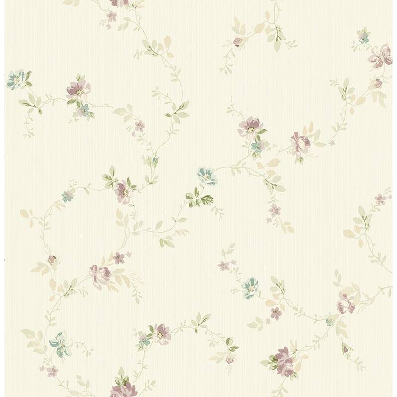 Seabrook Designs Chantilly Floral Trail Unpasted Wallpaper
