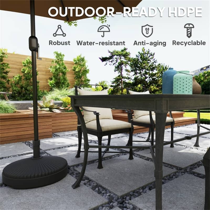 Outdoor Umbrella Base HDPE Patio Parasol Stand Fillable with Water or Sand - 21.7" x 11.8" H