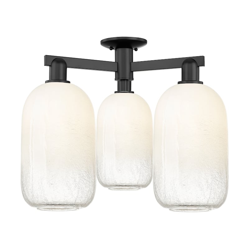 Innovations Lighting 716-3F-17-25 Brookhaven Cloche Semi-Flush - Matte Black / Opal