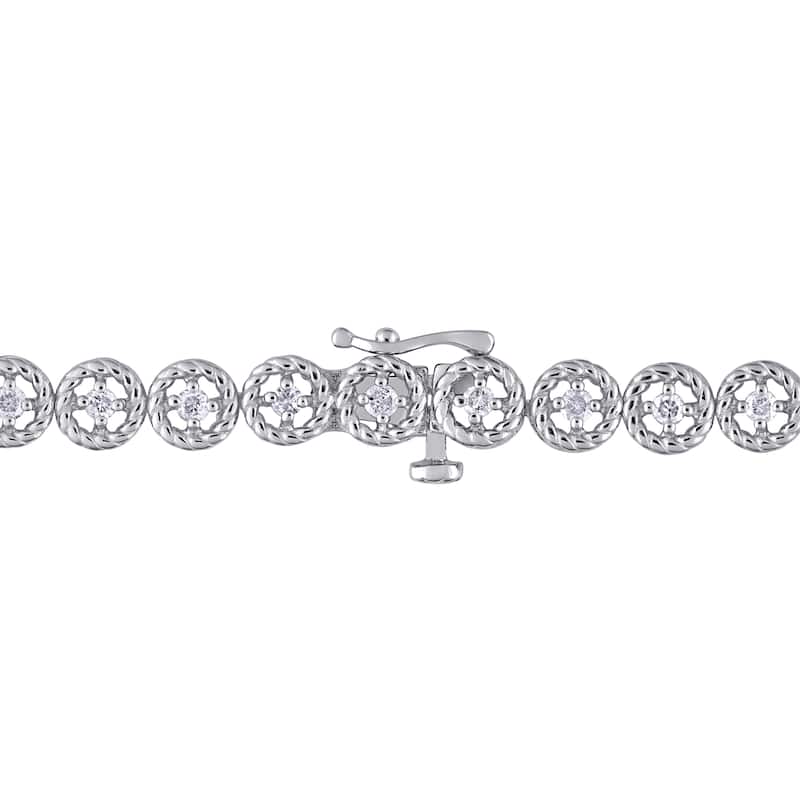 Miadora Sterling Silver 1ct TDW Diamond Tennis Link Bracelet