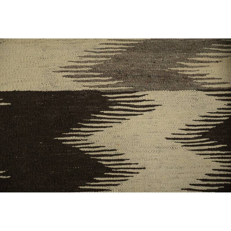 Hand Woven Oriental 100% Wool Carpet Southwestern Modern Beige & Ivories Kilim Area Rug - 8' 9'' X 6' 0''