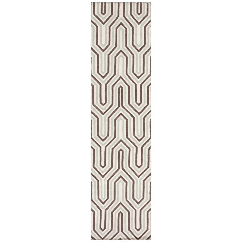 SAFAVIEH Handmade Flatweave Dhurries Keti Modern Moroccan Wool Rug - 2'6" x 10' Runner - Grey/Multi