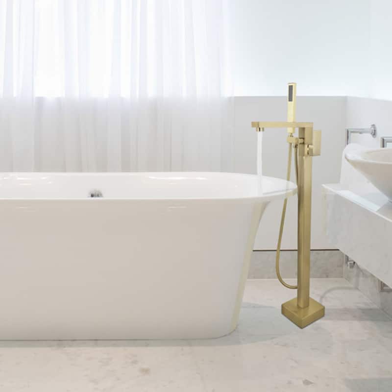 Single Handle Floor Mounted Freestanding Tub Filler with Handshower