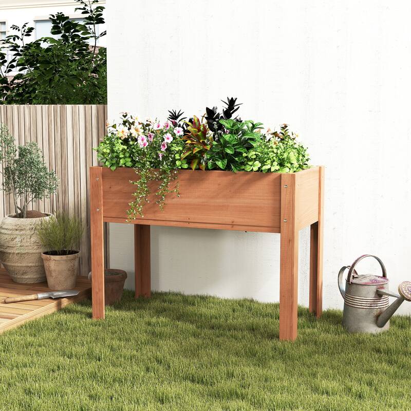 Natural Elevated Planter Box for Outdoor Use with Eco-Friendly Finish
