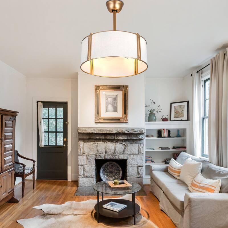 Cusp Barn 19" Caged Ceiling Fan with Lights, Gold Boho Farmhouse 6 Speeds Reversible Fandelier Ceiling Fan for Bedroom