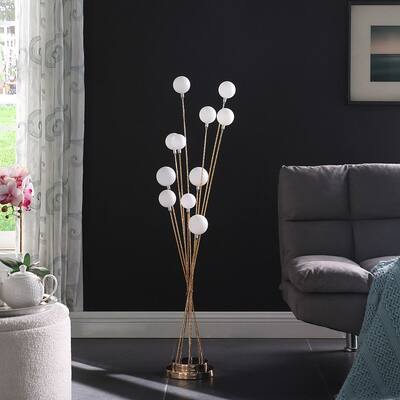 Modern Style Acrylic Shade Aluminum Gold Color Metal Floor Lamp
