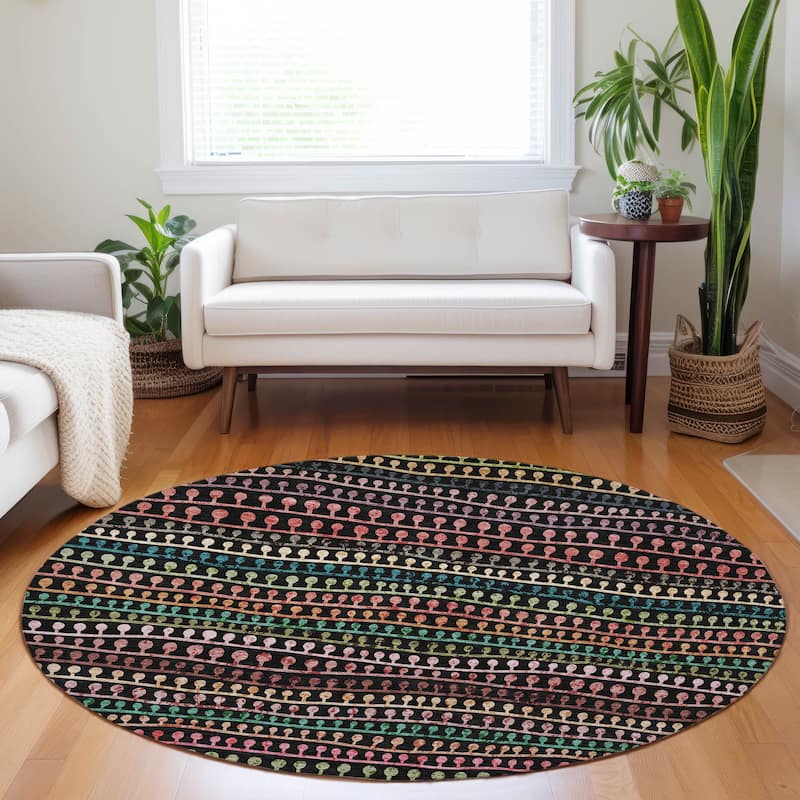 Machine Washable Indoor/ Outdoor Chantille Modern Stripe Lolly Rug