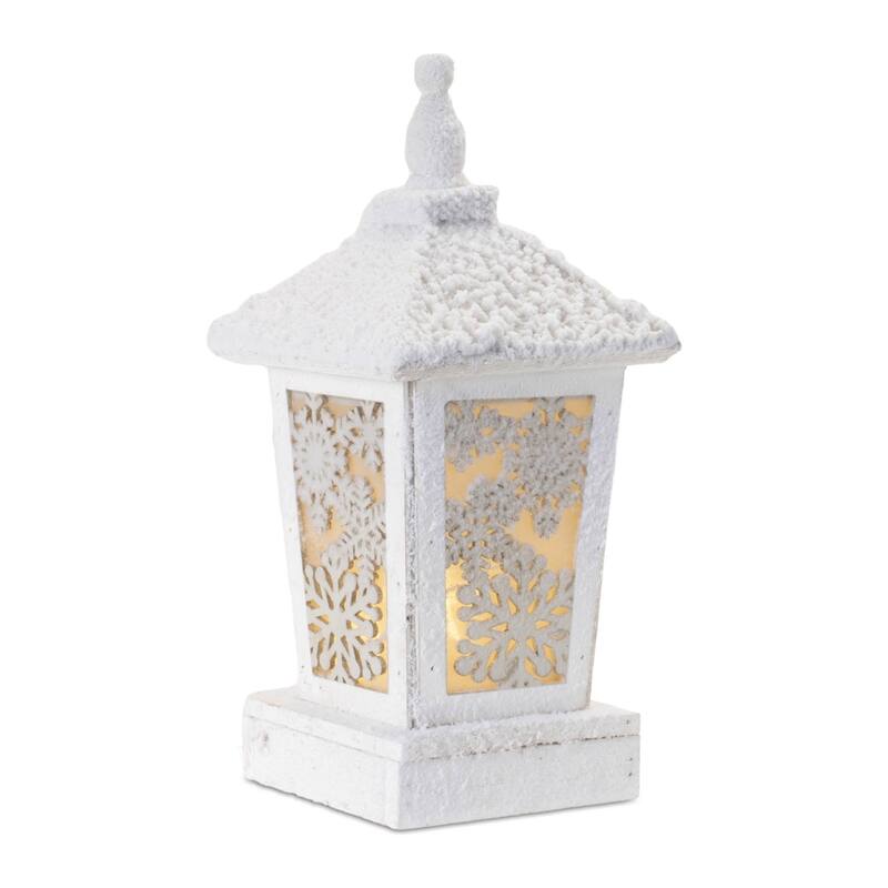 LED Lighted Battery Operated Frosted Lantern - 14" - White