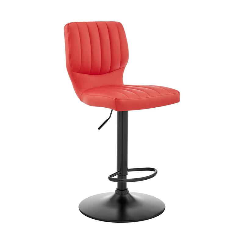 25" Red And Black Iron Swivel Adjustable Height Bar Chair - Red and Black