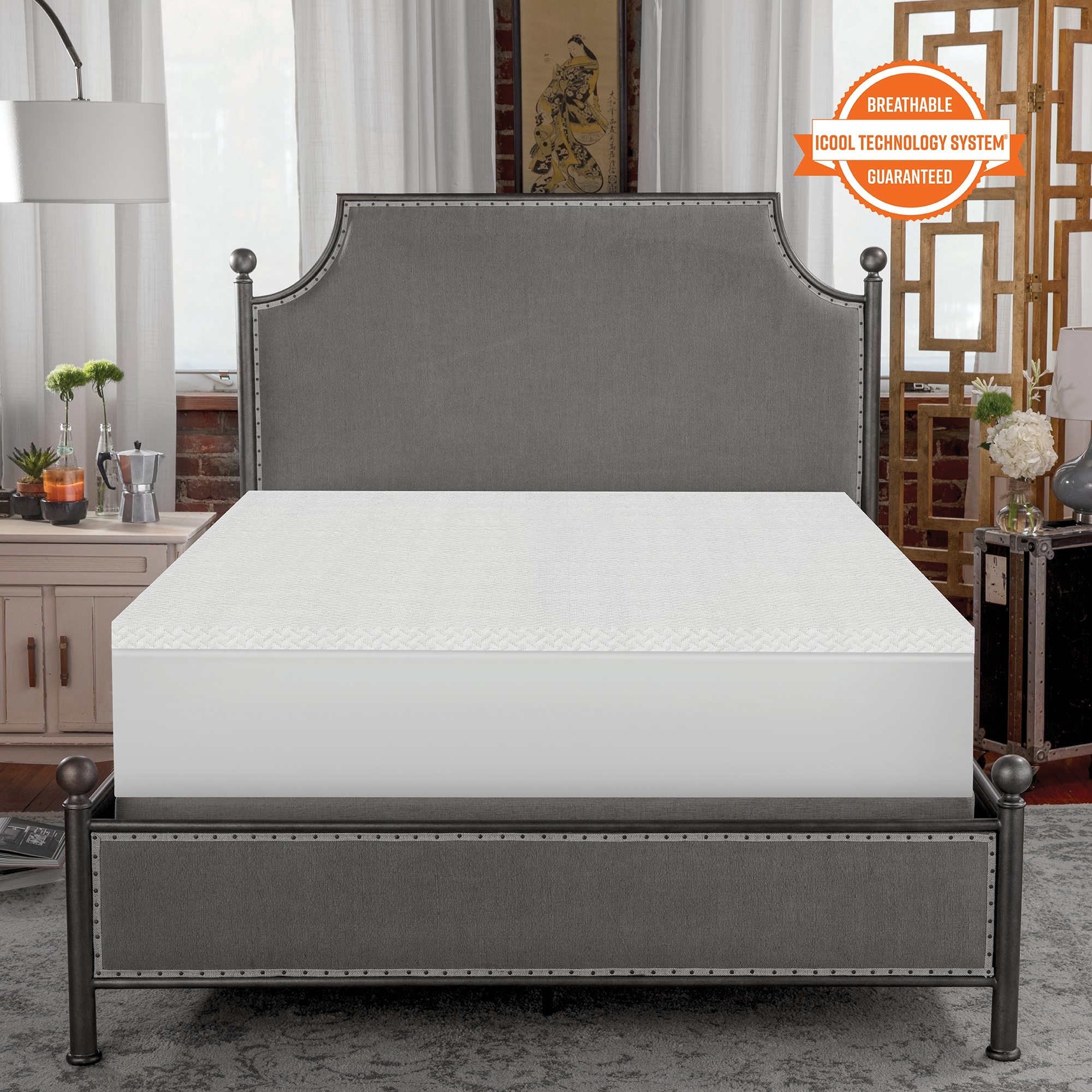 Shop Sensorpedic 1 5 Inch Coolest Comfort Memory Foam Bed Topper White Overstock 31434937