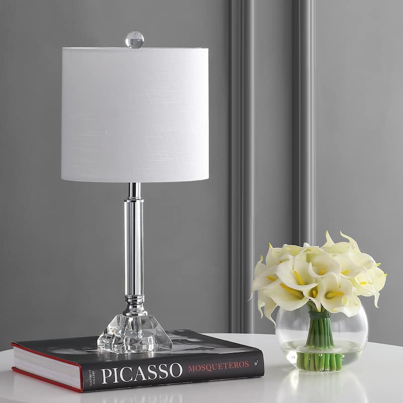 Goddard 19.5" Crystal Column/Metal LED Table Lamp, Clear by JONATHAN Y