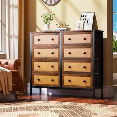 Moasis Rattan Dresser Closet Storage Tower Organizer Unit for Bedroom