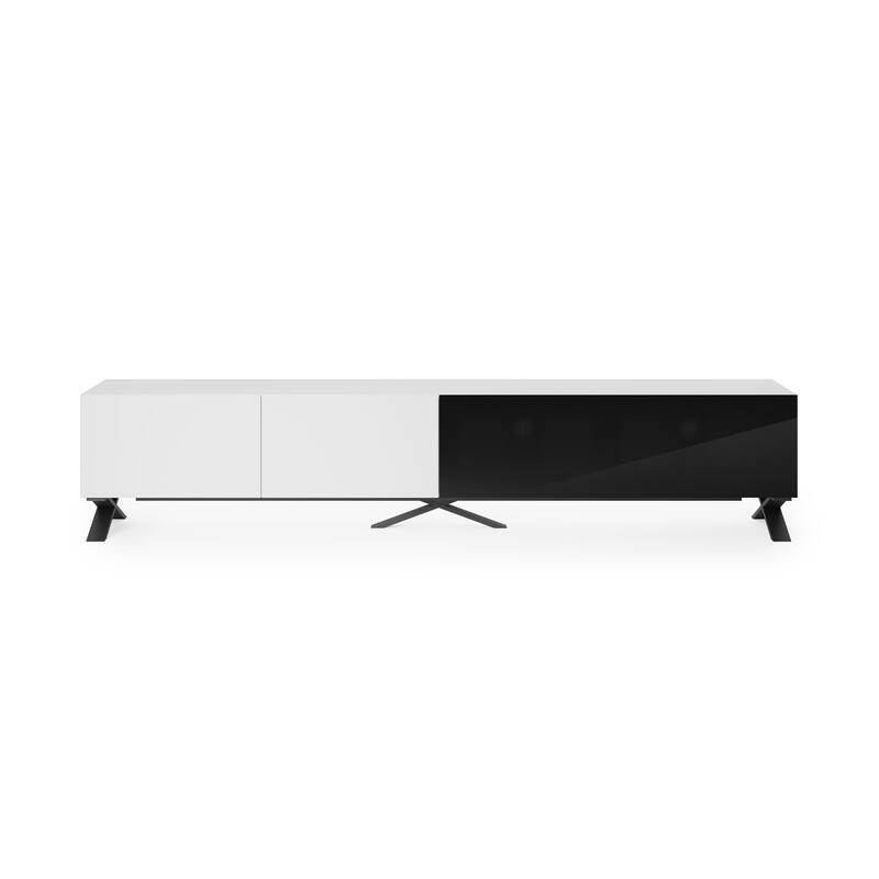 B-Modern Influencer 90" White High-Gloss Modern IR Glass TV Stand