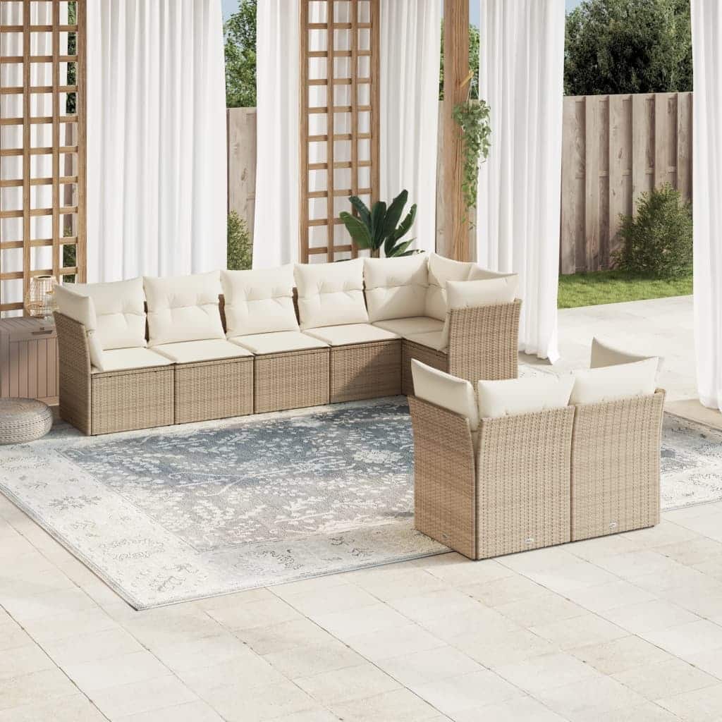 vidaXL Garden Sofa Set Beige PE Rattan Large Modular Garden Sofa Set - 24.4 x 24.4 x 27.2