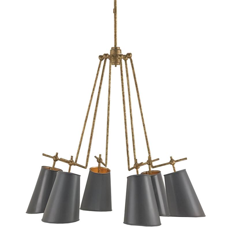 Currey & Company Jean-Louis Chandelier - 28"h x 30"dia - 28"h x 30"dia - Old Brass/Marbella Black/Contemporary Gold Leaf