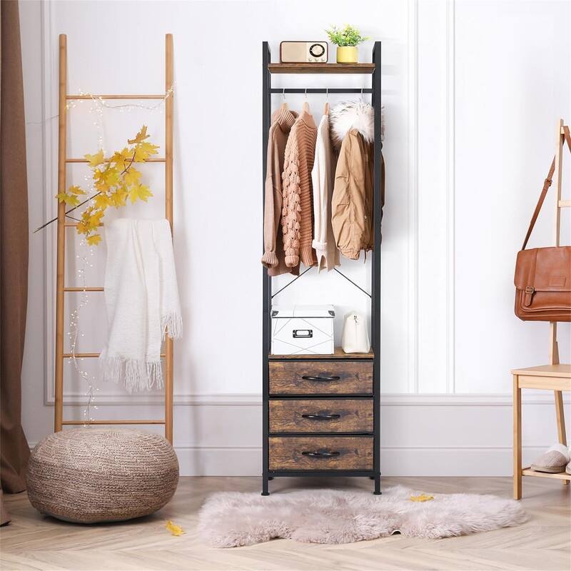 Garment Rack withDrawers - 11.5"D x 15.7"W x 70"H