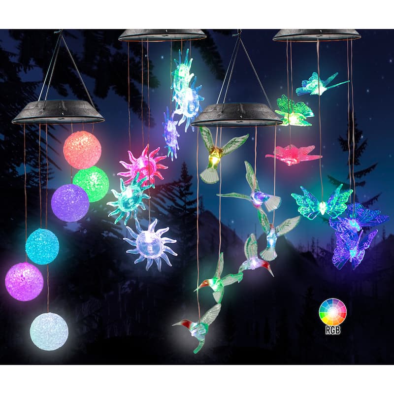 Solar Wind Chimes Butterfly Solar Lights and LED Wind Chimes RGB Color Changing