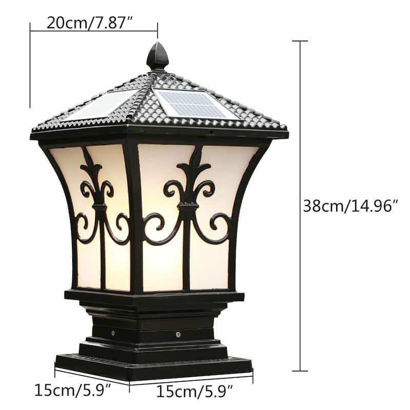 Solar Post Light Outdoor Fence Cap Lamp Waterproof Pillar Lamp - 5.91*5.91*14.97 inches