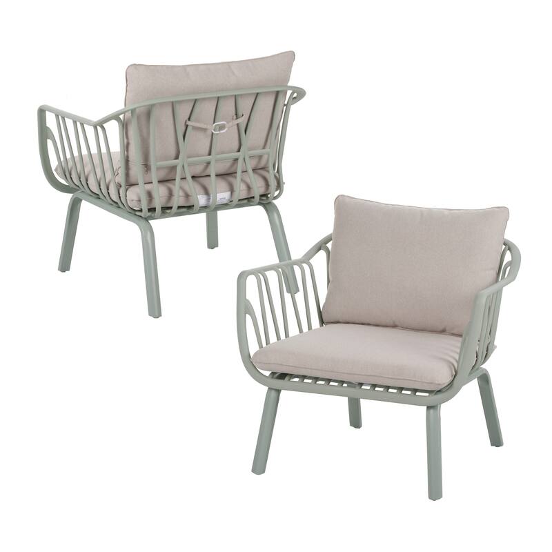 Roomfitters Huron Outdoor Patio PP Club Chair with Open Slat Accents, Weather Resistant, Set of 2 - Set of 2