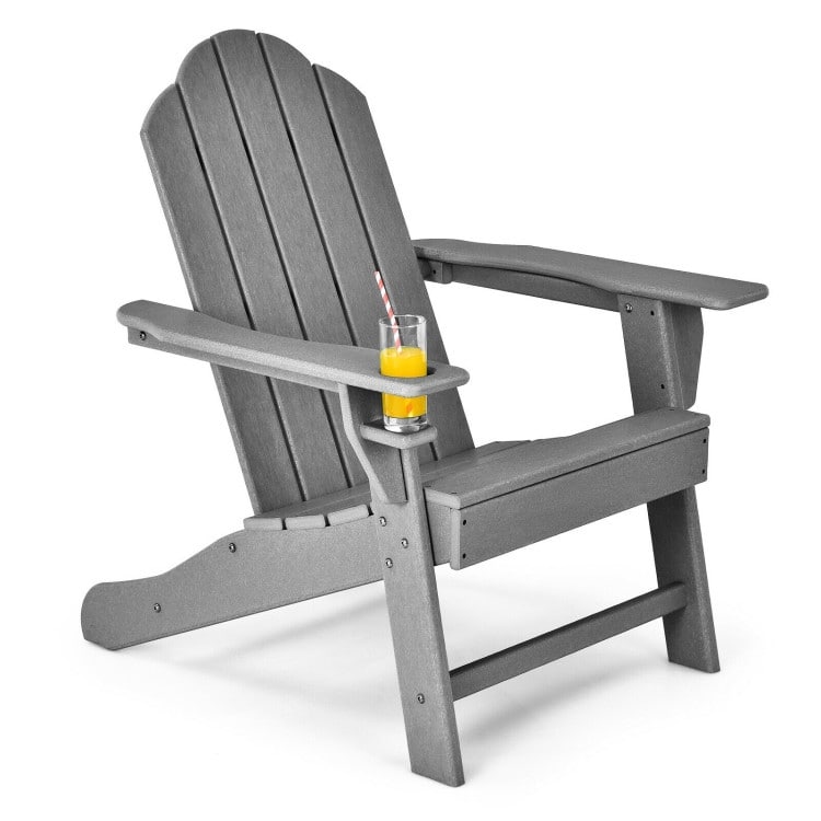 Outdoor Adirondack Chair with Built-in Cup Holder for Backyard Porch - 34" x 31" x 37" (L x W x H)
