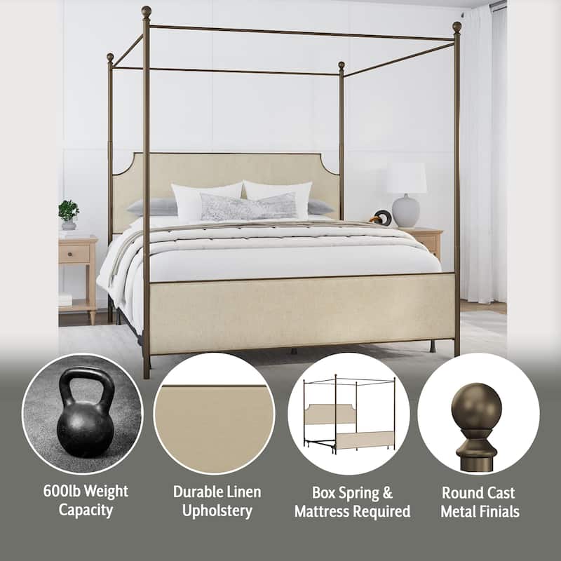 McArthur Metal and Upholstered Canopy Bed