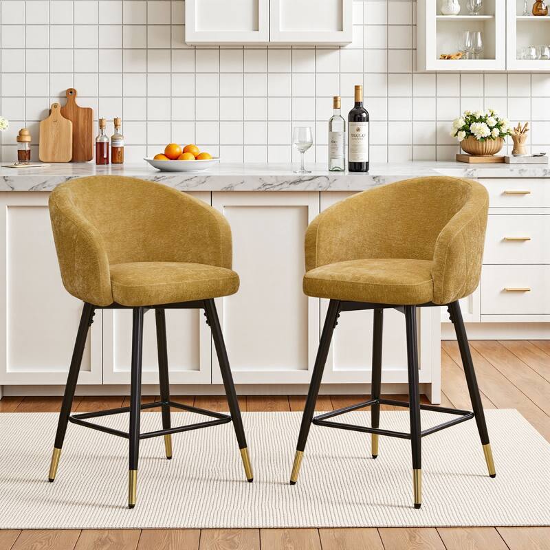 26" Counter Height Swivel Barstool with Arms and Metal Legs - 37"H x 22"W x 22"D
