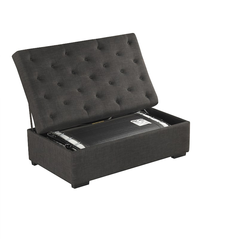 Tufted Sleeper Couch Settee, Ottoman with Folding Sofa Bed, Convertible Ottoman Sleeper with Memory Mattress