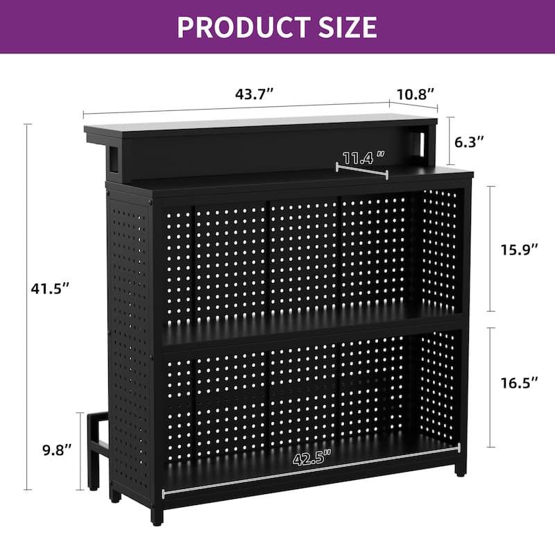 Moasis Liquor Home Bar Unit with 2-Tier Storage And LED Light