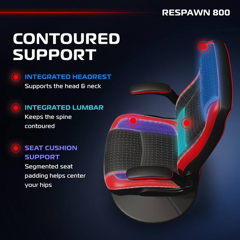 RESPAWN 800 Gaming Chair Floor, Swivel Rocker Gaming Chair, High Back Ergonomic Floor Gaming Chair for Kids and Adults