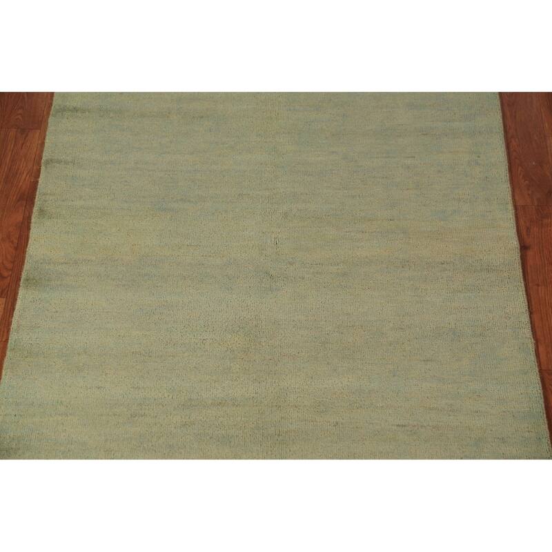 Gabbeh Modern Rug Handmade Solid Wool Carpet - 3'4" x 4'10"