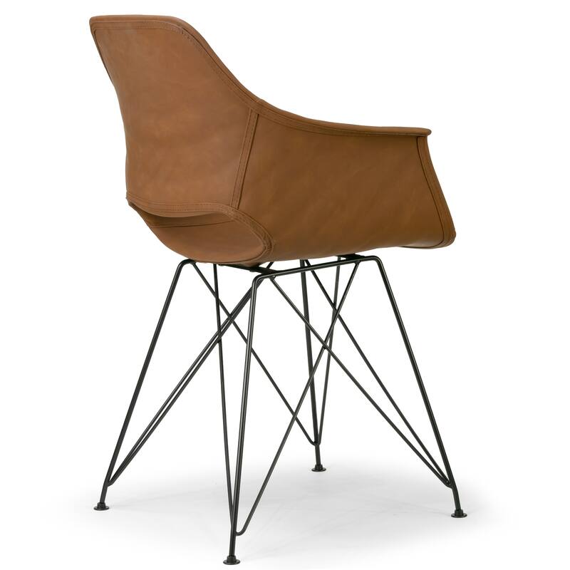 Alora Retro Modern Caramel-brown Arm Chair with Black Legs (Set of 2)